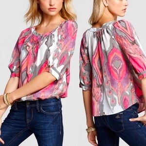 TRINA TURK Wren Sunset Latern 100% Silk Blouse S